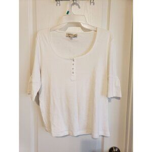 Jones New York Sport cream, short, bell sleeve, shirt blouse, size L